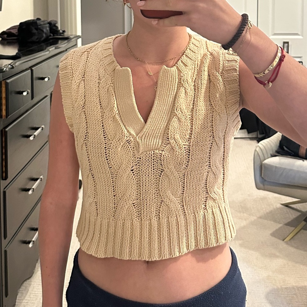 Olivaceous Cream Cable Knit Sweater Vest